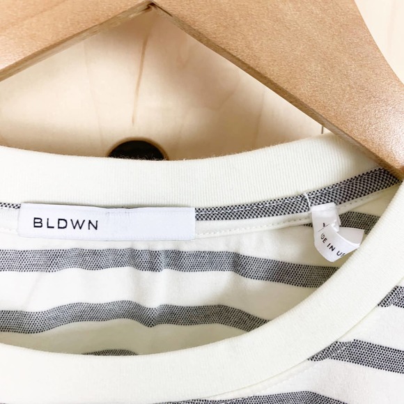 BLDWN Women's Perry Striped Cream Tee Shirt Size Large - Picture 5 of 6